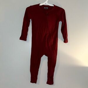 Duck duck goose maroon bamboo romper